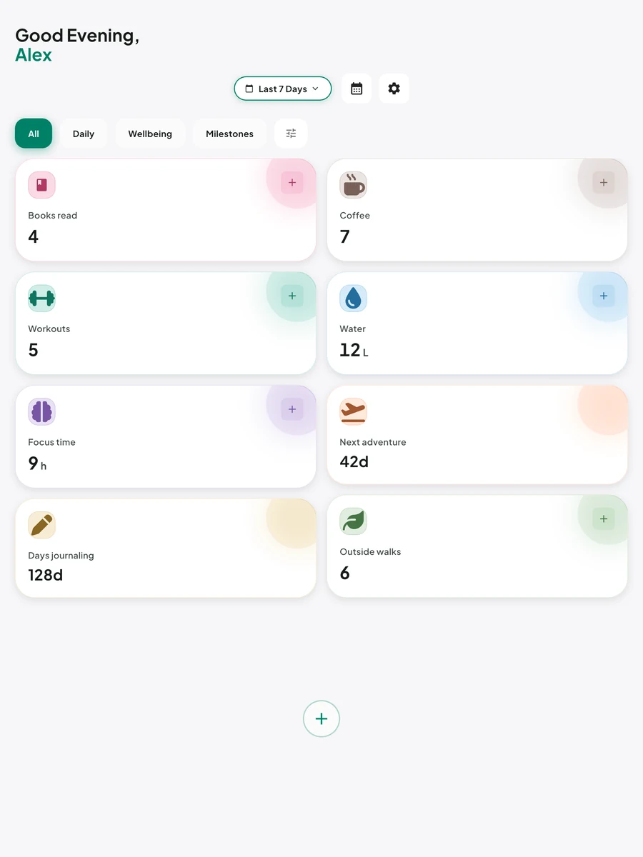 EveryCount on iPad, with colorful counters arranged across the larger display