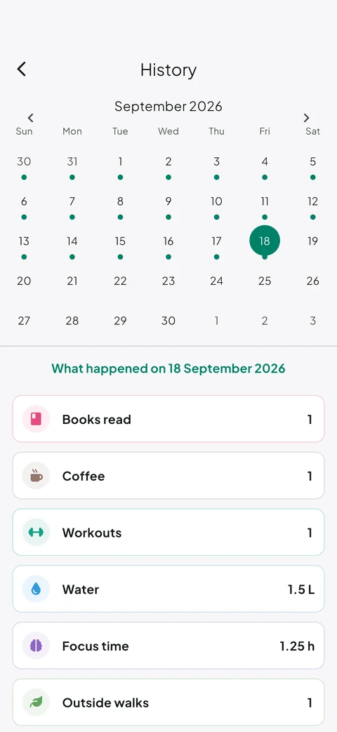 EveryCount master calendar showing activity across counters